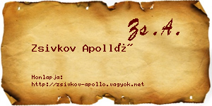 Zsivkov Apolló névjegykártya